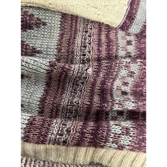 Vanity Purple Beige Semi Sheer Loose Knit Sweater Cardigan W Tassels Women’s L - Picture 12 of 15